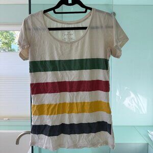 Hudson’s Bay “Shared” Rainbow Stripe Tee – Size L/G